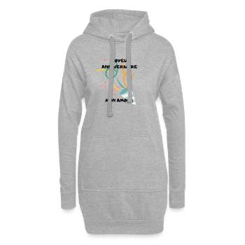 Motif JOYEUX ANNIVERSAIRE MON AMOUR - Sweat-shirt à capuche long Femme - gris chiné - Devant