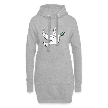 Weiße Taube, Friedenstaube, Frieden, Liebe - Hoodie-Kleid - Grau meliert - Vorne
