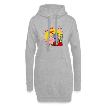 muttertag valentinstabe herz nilpferd hippo love - Hoodie-Kleid - Grau meliert - Vorne