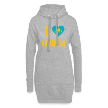 J’aime le Kazakhstan | Kazakhztan - Sweat-shirt à capuche long Femme - gris chiné - Devant