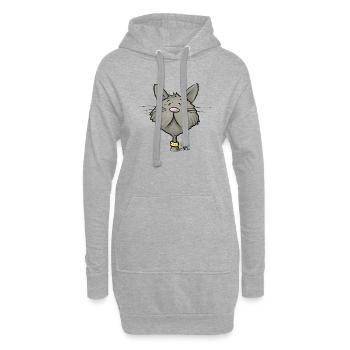 Müde Katze - Hoodie-Kleid - Grau meliert - Vorne