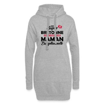 une super bretonne donne une maman exceptionnelle - Sweat-shirt à capuche long Femme - gris chiné - Devant
