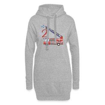 Feuerwehrauto 2. Geburtstag - Hoodie-Kleid - Grau meliert - Vorne