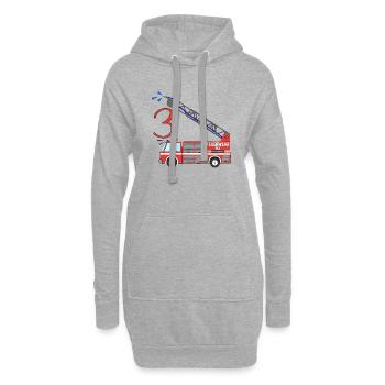 Fire engine 3rd birthday - Hoodie Dress - heather grey - Front