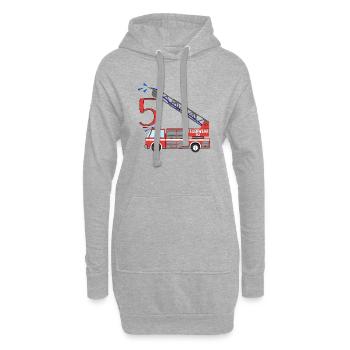 Camion de pompiers 5e anniversaire - Sweat-shirt à capuche long Femme - gris chiné - Devant