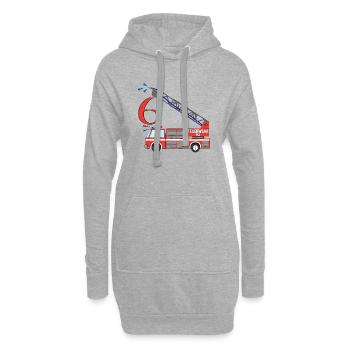 Feuerwehrauto 6.Geburtstag - Hoodie-Kleid - Grau meliert - Vorne