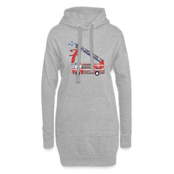 Feuerwehrauto 7.Geburtstag - Hoodie-Kleid - Grau meliert - Vorne