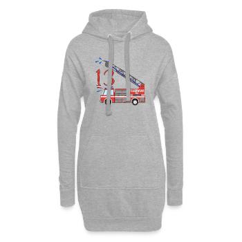 Feuerwehrauto 13. Geburtstag - Hoodie-Kleid - Grau meliert - Vorne