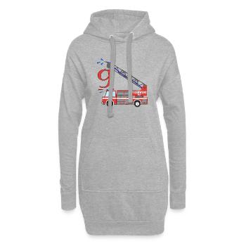 Feuerwehrauto 9.Geburtstag - Hoodie-Kleid - Grau meliert - Vorne