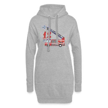 Feuerwehrauto 18. Geburtstag - Hoodie-Kleid - Grau meliert - Vorne