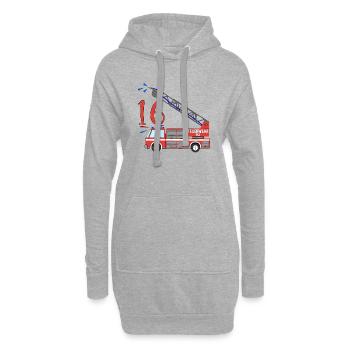 Feuerwehrauto 16. Geburtstag - Hoodie-Kleid - Grau meliert - Vorne