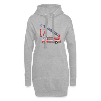 Feuerwehrauto 17. Geburtstag - Hoodie-Kleid - Grau meliert - Vorne