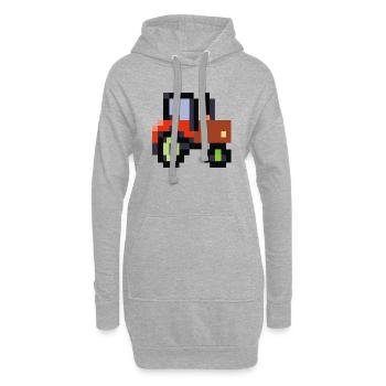 Traktor verpixelt Geschenkidee Pixel Traktor - Hoodie-Kleid - Grau meliert - Vorne