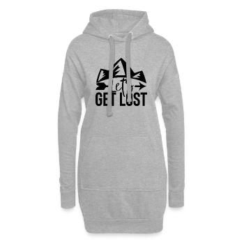 lass uns verlieren, Berge, wandern, trekking, hike - Hoodie-Kleid - Grau meliert - Vorne