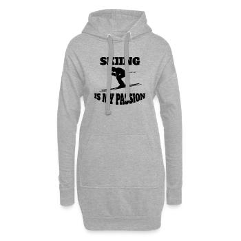 Skieurs Ski Design Ski Ski Tenue de ski - Sweat-shirt à capuche long Femme - gris chiné - Devant