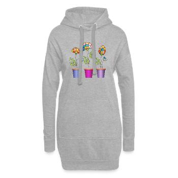 Blumen - Hoodie-Kleid - Grau meliert - Vorne
