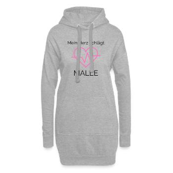 Mein Herz schlägt Malle - Hoodie-Kleid - Grau meliert - Vorne