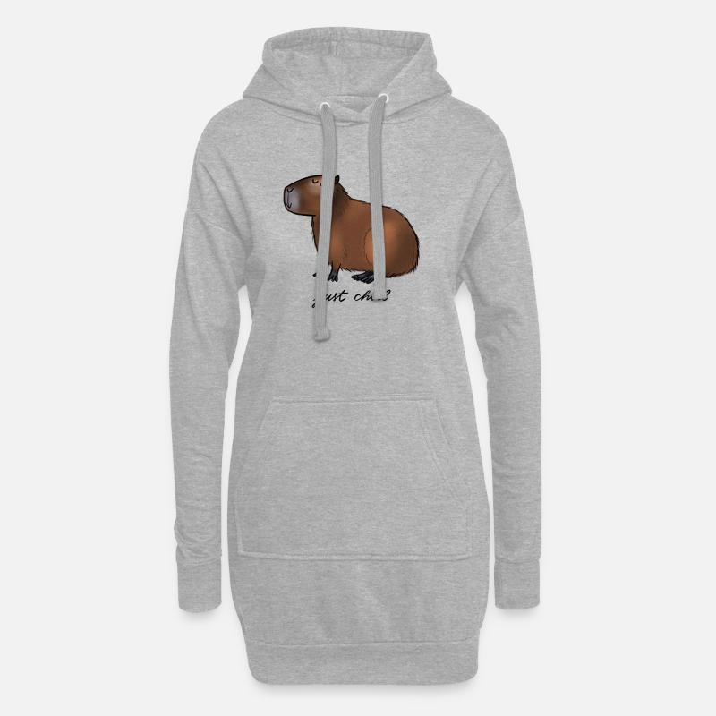 Capybara - just chill - Hoodie-Kleid - Grau meliert