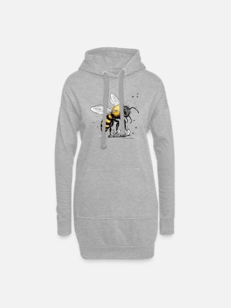 Zazi l'abeille - Sweat-shirt à capuche long Femme - gris chiné