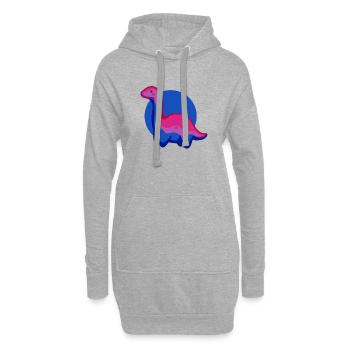 hugadino bi Dino, süßer Dinosaurier - Hoodie-Kleid - Grau meliert - Vorne