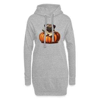 Carlin Chien Dans Citrouille Drôle - Sweat-shirt à capuche long Femme - gris chiné - Devant