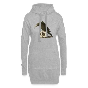 Corbeau et crâne - Sweat-shirt à capuche long Femme - gris chiné - Devant