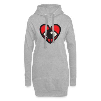 Herz Logo - Hoodie-Kleid - Grau meliert - Vorne