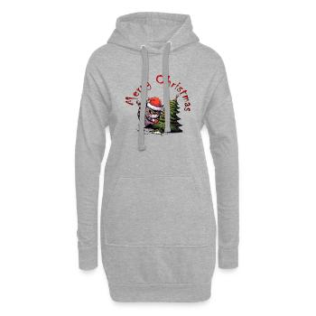 angry christmas cat - Hoodie-Kleid - Grau meliert - Vorne