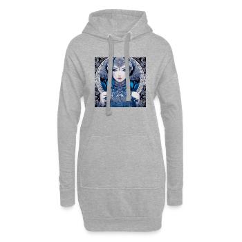 manga, gothic,gothic,blaue augen,ornamente - Hoodie-Kleid - Grau meliert - Vorne