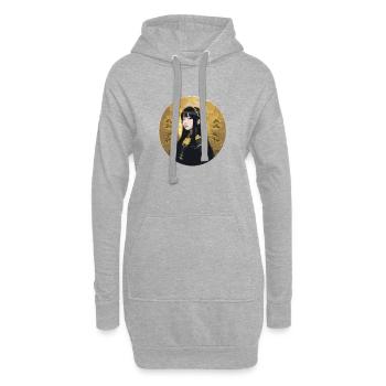 asiatin,gold,kreis,manga,anime,portrait - Hoodie-Kleid - Grau meliert - Vorne
