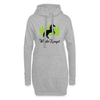"Wilder Hengst: Kraft und Freiheit vereint" - Hoodie-Kleid - Grau meliert - Vorne