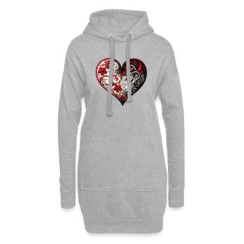 Valentine Heart Herz - Hoodie-Kleid - Grau meliert - Vorne