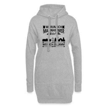 Mannheim Monnem Mannheimat - Hoodie-Kleid - Grau meliert - Vorne