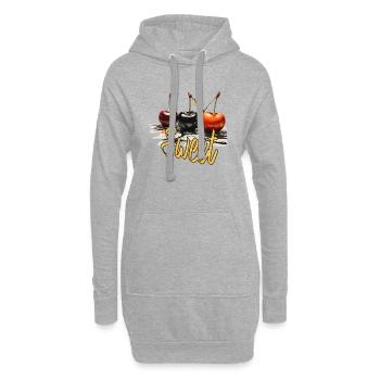 kirsche, Süßkirschen, sweet cherry - Hoodie-Kleid - Grau meliert - Vorne