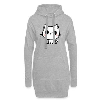 Chat - Sweat-shirt à capuche long Femme - gris chiné - Devant