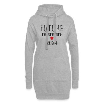 retro t-shirt cadeau futur maman - Sweat-shirt à capuche long Femme - gris chiné - Devant