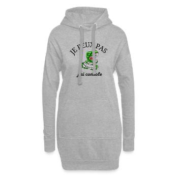 je peux pas j'ai console - Sweat-shirt à capuche long Femme - gris chiné - Devant