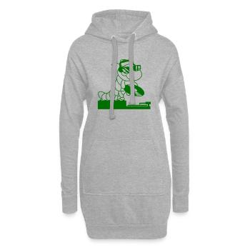 DJ Raupe Schallplatte Mischpult Party Club Musik - Hoodie-Kleid - Grau meliert - Vorne