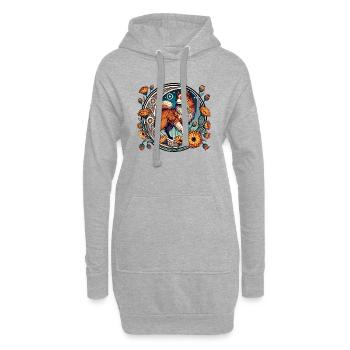 Poméranien - Sweat-shirt à capuche long Femme - gris chiné - Devant