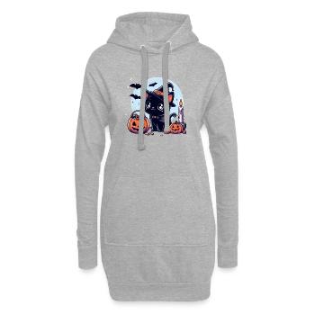 Katzen-Halloween - Hoodie-Kleid - Grau meliert - Vorne