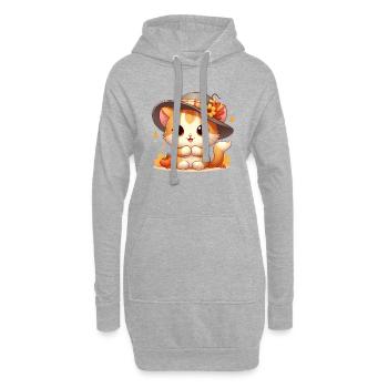 chat automne3 - Sweat-shirt à capuche long Femme - gris chiné - Devant