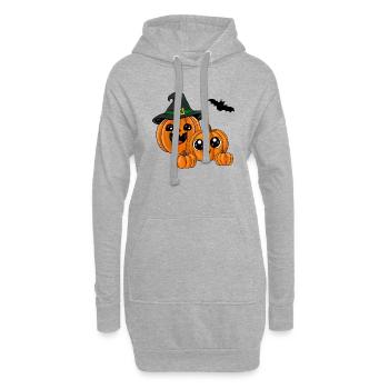 Halloween Kürbisse - Hoodie-Kleid - Grau meliert - Vorne
