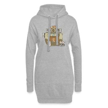 Café pour chiens - Sweat-shirt à capuche long Femme - gris chiné - Devant
