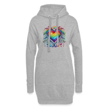Regenbogen Herz - Hoodie-Kleid - Grau meliert - Vorne