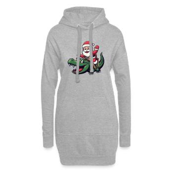 Alligator Père Noël dessin animé - Sweat-shirt à capuche long Femme - gris chiné - Devant