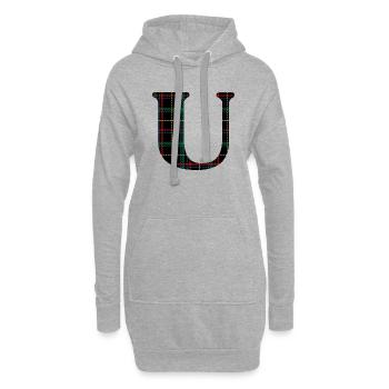 Monogramm u schottischer Tartan - Hoodie-Kleid - Grau meliert - Vorne