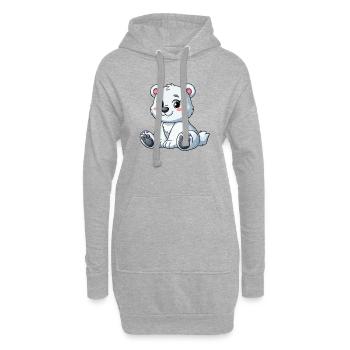 Mädchen Eisbär - Hoodie-Kleid - Grau meliert - Vorne