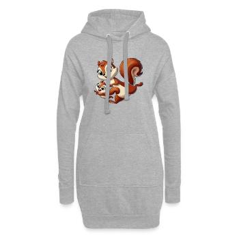 Écureuil mère et enfant gambadant - Sweat-shirt à capuche long Femme - gris chiné - Devant