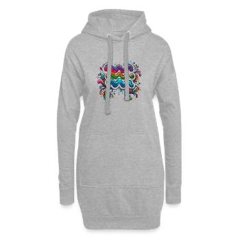 couleur Zodiaque : Verseau - Sweat-shirt à capuche long Femme - gris chiné - Devant