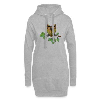 Eule Vogel - Hoodie-Kleid - Grau meliert - Vorne